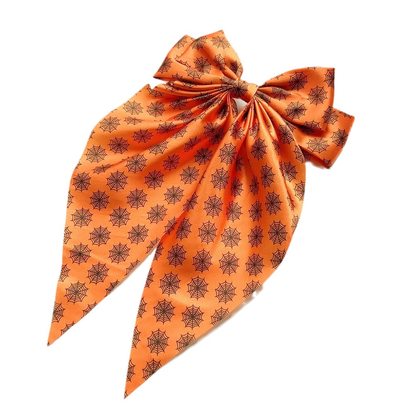 Wholesale Halloween Fabric Printed Pumpkin Head Ghost Spider Web Ribbon Hairpin